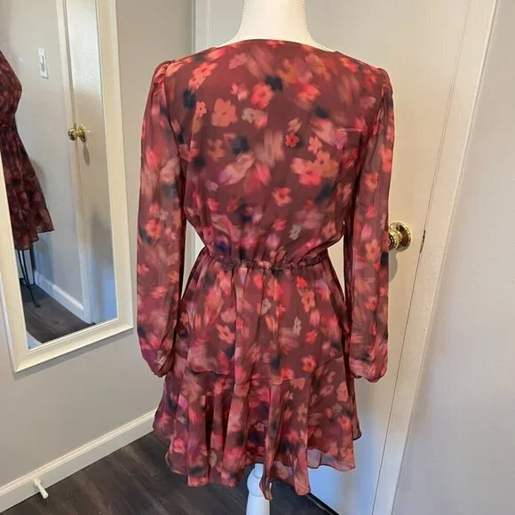 NWT BB Dakota by Steve Madden Burgundy Floral Kara Mini Dress, Size Small - Picture 12 of 16